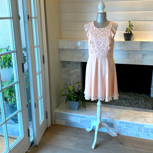 Nanette Lepore Chiffon Lacey Ruffled Fit & Flare Dress Size 8 - Picture 2 of 9